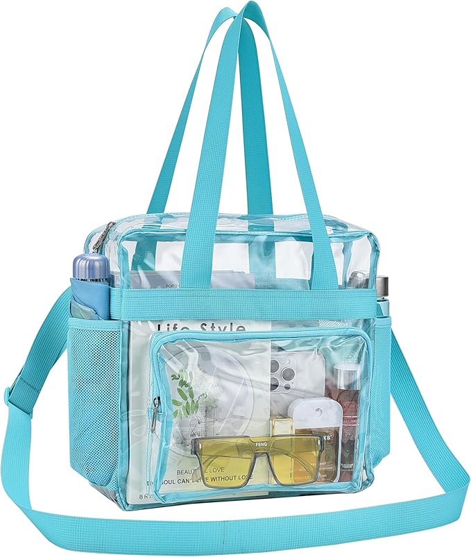 USPECLARE Clear Tote Stadium Approved, Security Travel & Gym Clear Bag for Work Sports Games Concerts