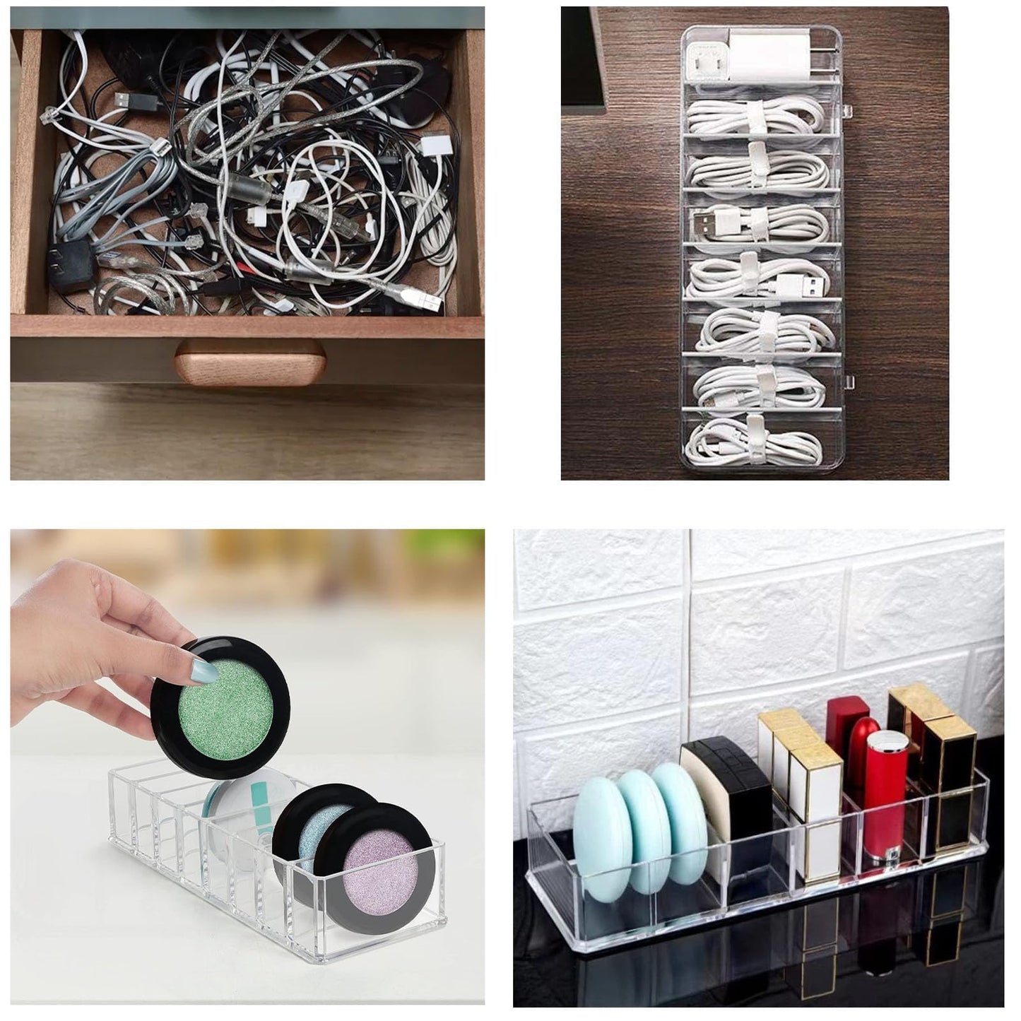 2Pcs Makeup Organiser Cosmetic Organisers Makeup Drawer Organiser Drawers Display Boxes Lipstick Organiser Make Up Organiser Tray Nail Storage Makeup Drawers Box for Dresser Vanity 8 Compartment