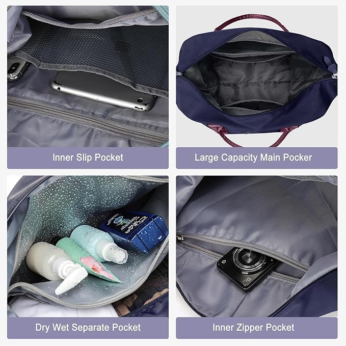 Travel Duffel Bag,Sports Tote Gym Bag,Shoulder Weekender Overnight Bag for Women
