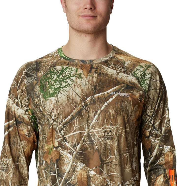 Columbia Men's PHG Super Terminal Shot Long Sleeve, Realtree Edge/Blaze Logo, XX-Large