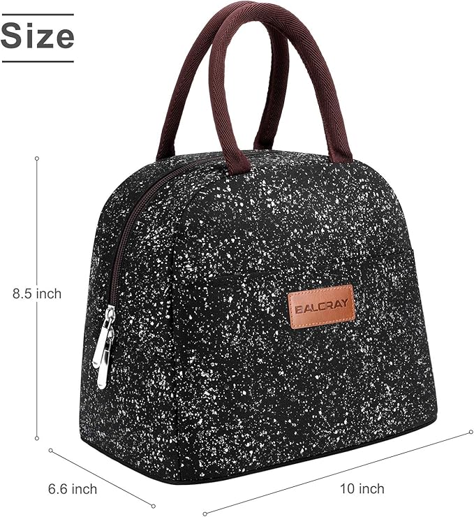 BALORAY Lunch Bag for Women Men Insulated Lunch Box for Adult Reusable Lunch Tote Bag for Work, Picnic or Travel (Black Starry)