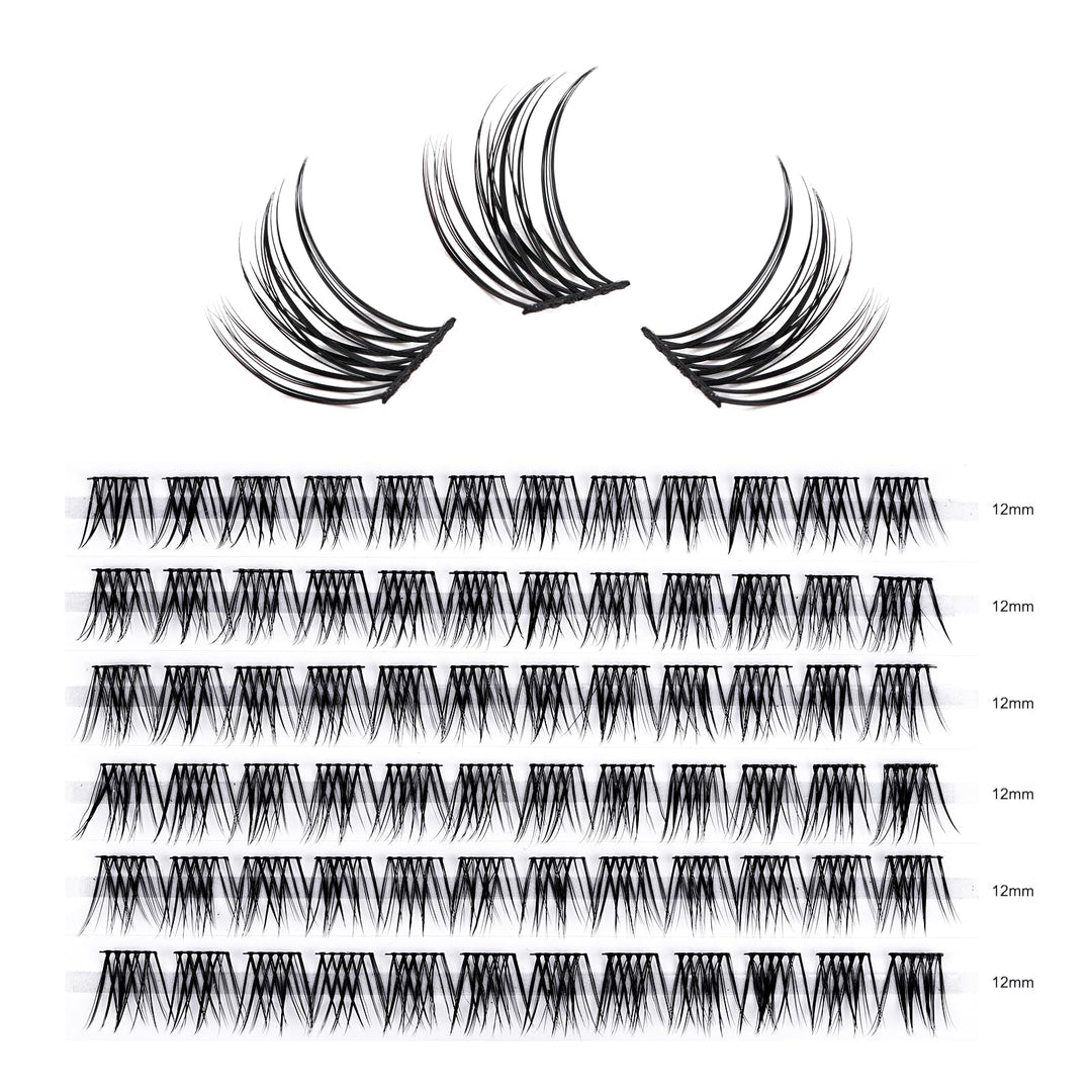LANKIZ Lash Clusters,72pcs DIY Lash Extensions,12mm Individual Lashes Superfine Band, Soft & Natural Cluster Eyelash Extensions,DIY Eyelash Extension at Home