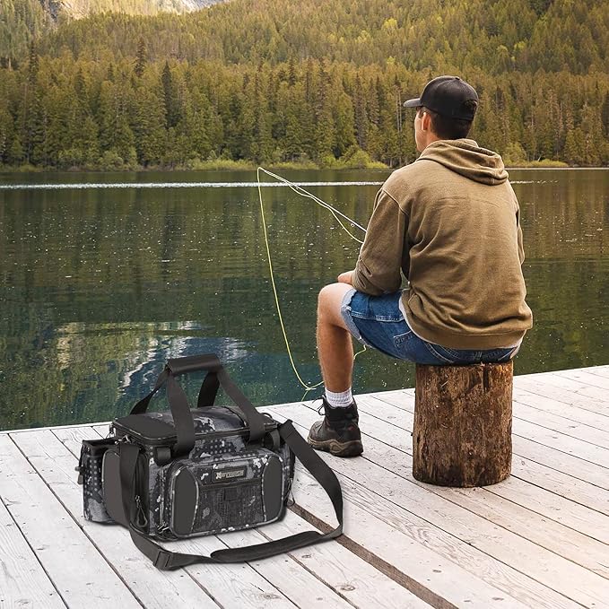 Fishing Bag - Waterproof Storage with 4 3600 Tackle Box, Saltwater & Freshwater Shoulder Bag for Camping, Hunting, Hiking, Travel