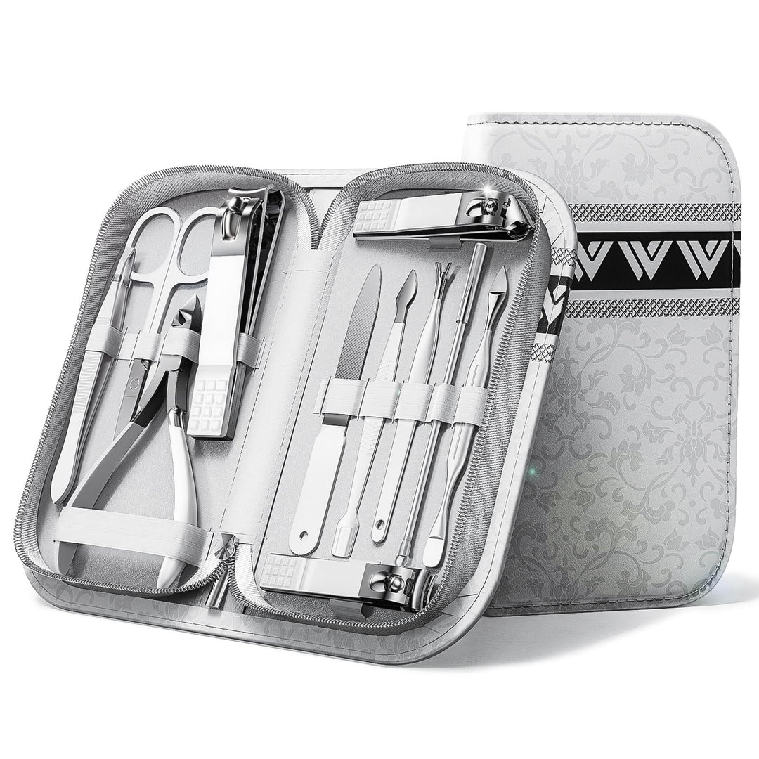 Wesdut Manicure Set - [ Rust-proof] Travel-Friendly Nail Clipper Set with Case, Professional Nail Clipper Kit for Delicate Nails Nail Scissors, Tweezers Cuticle Nippers - Gift for Her