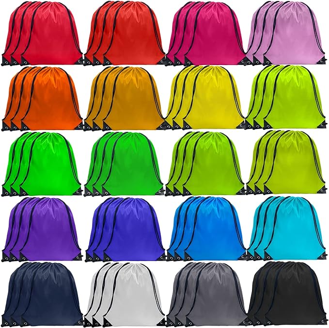 GoodtoU Drawstring Backpack, 60 Pcs, 3.0L, 20 Colors, Lightweight, Nylon, Cinch Bag for Women Men, Gym, Travel, School, Work, Sport