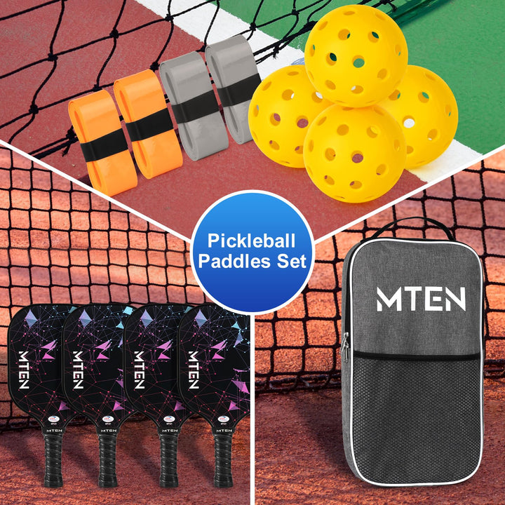 Pickleball Paddles, USAPA Approved Fiberglass Surface Pickleball Set with Pickleball Rackets, Portable Carry Bag, Grip Tapes, Pickle Ball Paddle Set for Men Women