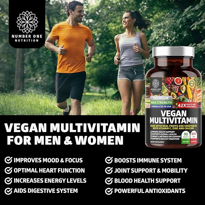 N1N Premium Plant Based Multivitamin [42 Powerful Ingredients] Men & Women Daily Multivitamins with Raw Veggies and Fruits, Probiotics, Alfalfa, Echinacea, Spirulina and Digestive Enzymes, 90 Tablets