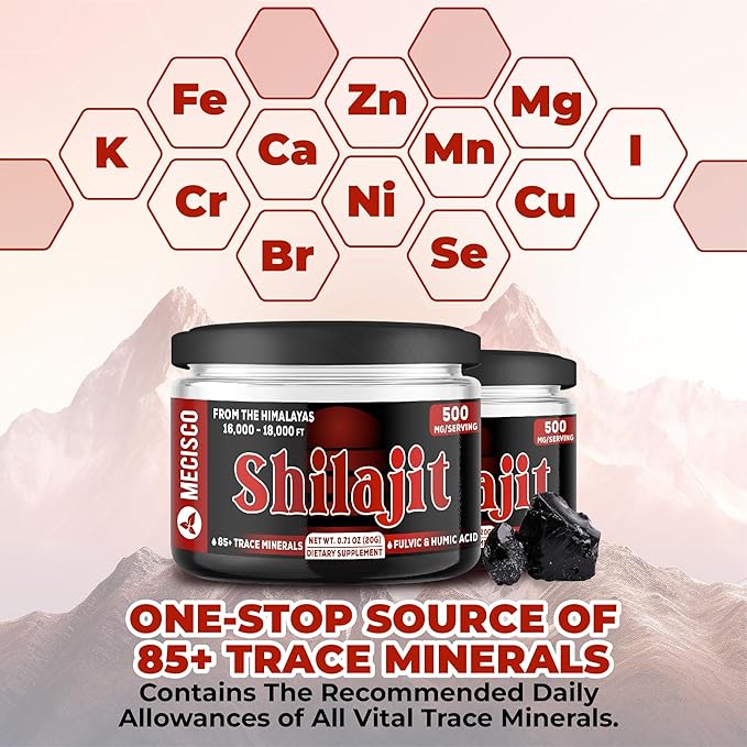 2Packs 20g Shilajit Pure Himalayan Organic - Shilajit Supplement Contains Natural Fulvic, Humic Acid & 85+ Trace Minerals - Support for Energy Production, Brain Health & Immune System