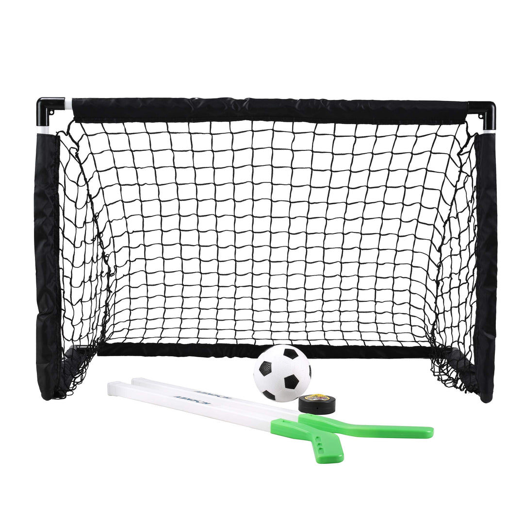 Sport Squad Mini 2-in-1 Dual Sport Training Soccer and Hockey Goal Net Set - One 3' x 2' Training Hockey or Soccer Goal - Easy Assembly and Compact Storage - Great for Kids and Adults