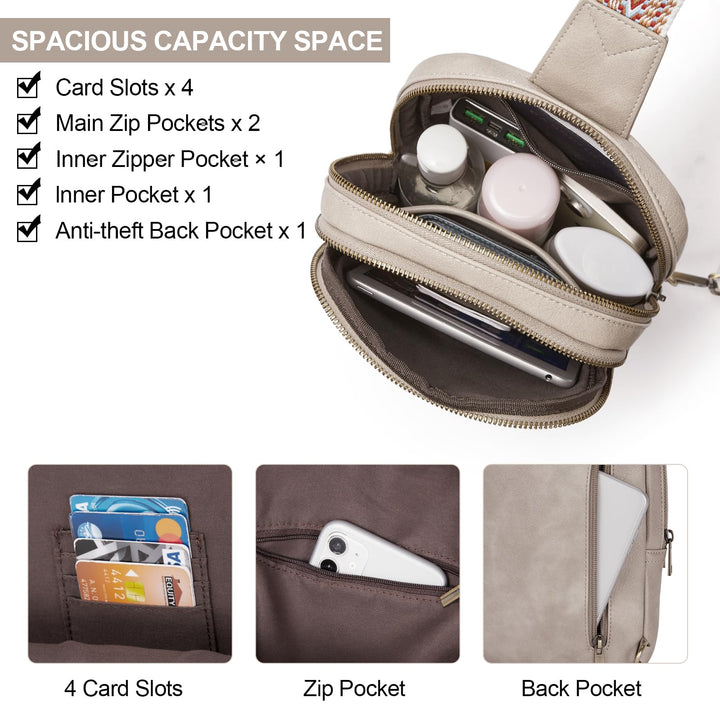 CLUCI Crossbody Bags for Women Sling Bag for Women Men Leather Large Cross Body Bag for Woman Sling Backpack Crossbody Backpack for Travel Hiking Outing