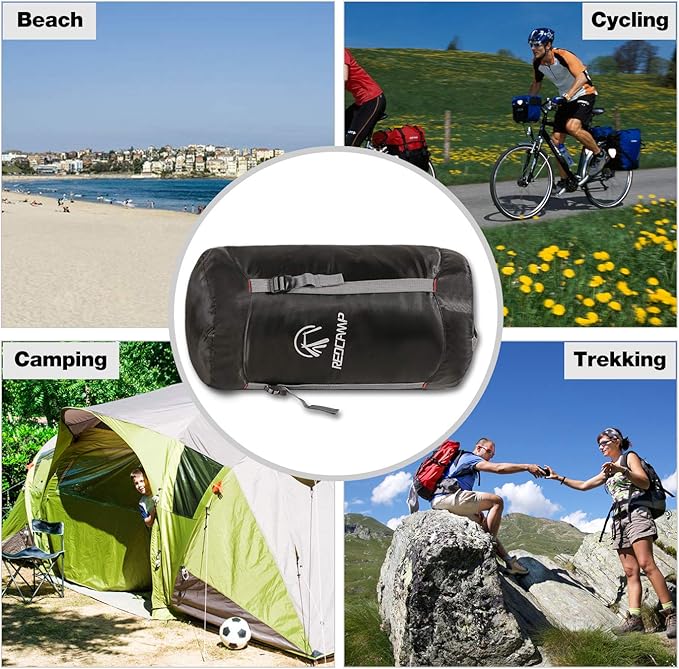 REDCAMP Sleeping Bag Stuff Sack, Black M, L, XL and XXL Compression Sack, Great for Backpacking and Camping