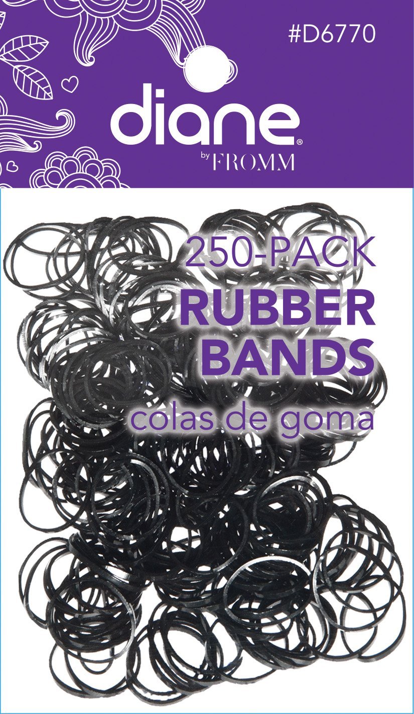 Diane D6770 Black Rubber Bands For Hair Styling, Braids - 250 Pack