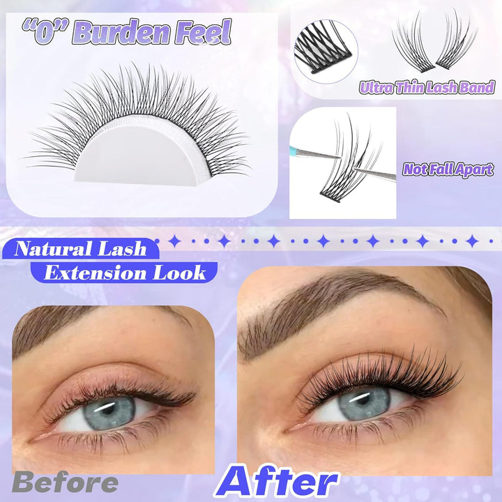 ALICE DIY Natural Lash Clusters | Wispy Anime Cat Eye | 10-16mm, 144 Pcs