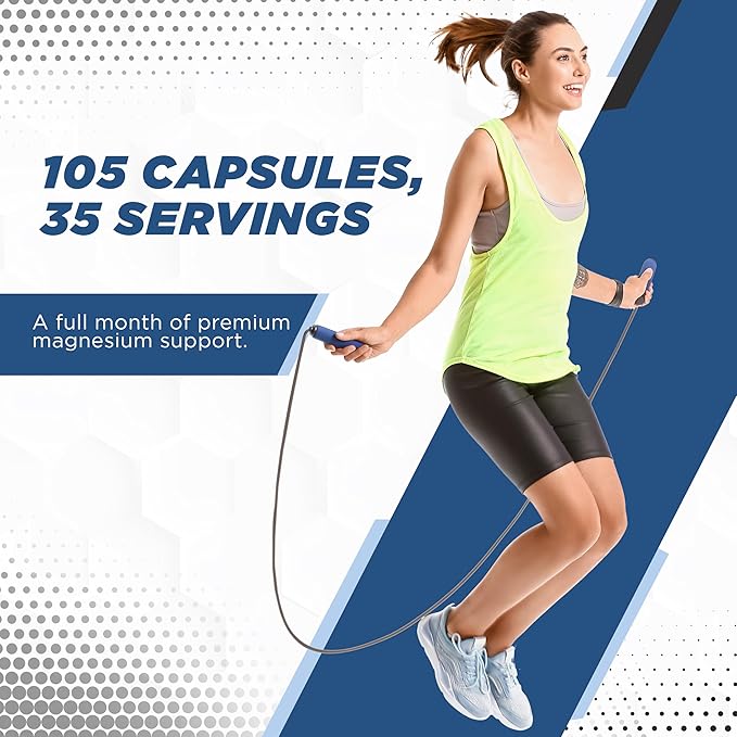 Max-Mag Magnesium L-Threonate Capsules - Magtein Magnesium L-Threonate 2000mg with Vitamin D3 and K2 for Brain, Sleep, & Mood – 105 Easy-to-Swallow Capsules