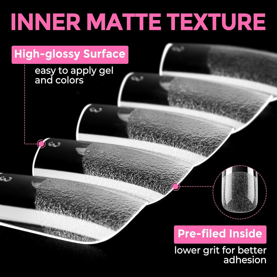 XXL Square Gel Nail Tips | 120 PCS Extra Long | No C Curve | DIY Home Use