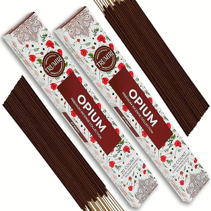 Opium Scented Incense Sticks - Total 40 Insence-Sticks - Dual Pack of 20 Insense - Inciensos - Inscents - Natural Non Toxic Ingredients - Incents - Incence - Inscense - Insents