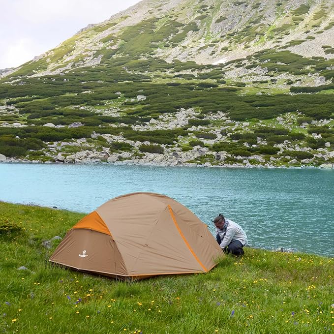 Bessport Camping Tent for 2-3 Person, Lightweight Backpacking Tent Waterproof Windproof Two Doors Easy Setup Double Layer Outdoor Tents for 3 to 4 Seasons, Suitable for Outdoor,Hiking,Camping