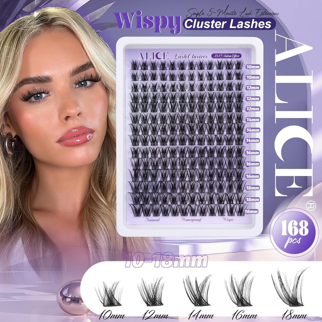 ALICE DIY Natural Lash Clusters | Wispy Anime Cat Eye | 10-16mm, 144 Pcs