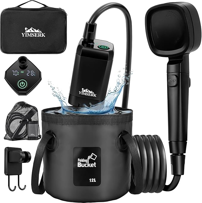 7800mAh Portable Shower for Camping, Rechargeable Electric Outdoor Shower Kit with Handbag, Filtered Shower Head, IPX7 Waterproof Shower Pump for Camp, Hiking, Car Washing, Pet Bath