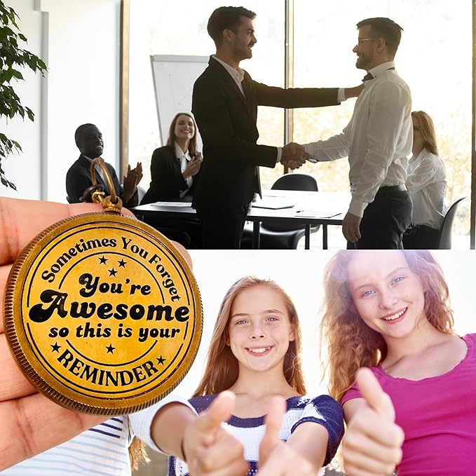 Inspiration Gift for Men Women Engraved Compass - Go Confidently - Thoreau Quote, You're Awesome Employee, Coworker Meaningful Gift for him her