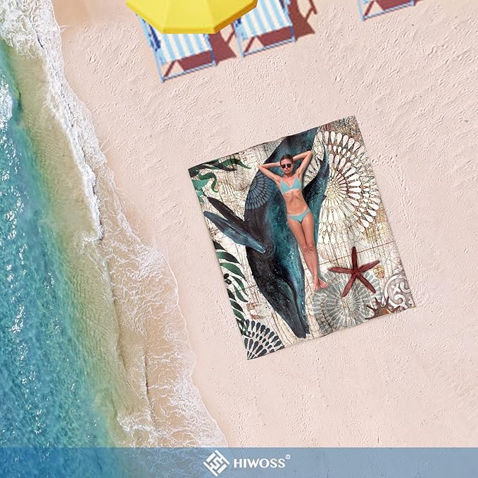 Beach Blanket Waterproof Sandproof Oversized 95”x 80”,Sand Free Beach Mat with Corner Pockets,Portable Mesh Bag for Beach Festival,Picnic,Travel and Outdoor Camping (Dolphin)