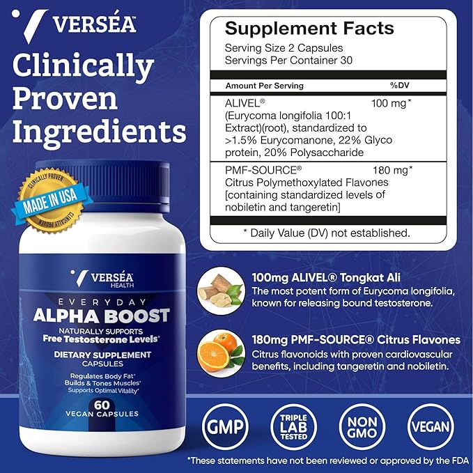 Alpha Boost – Natural Free Testosterone Support, Energy, Stamina, Endurance & Vitality for Men & Women, Multivitamin for Healthy Aging & Performance
