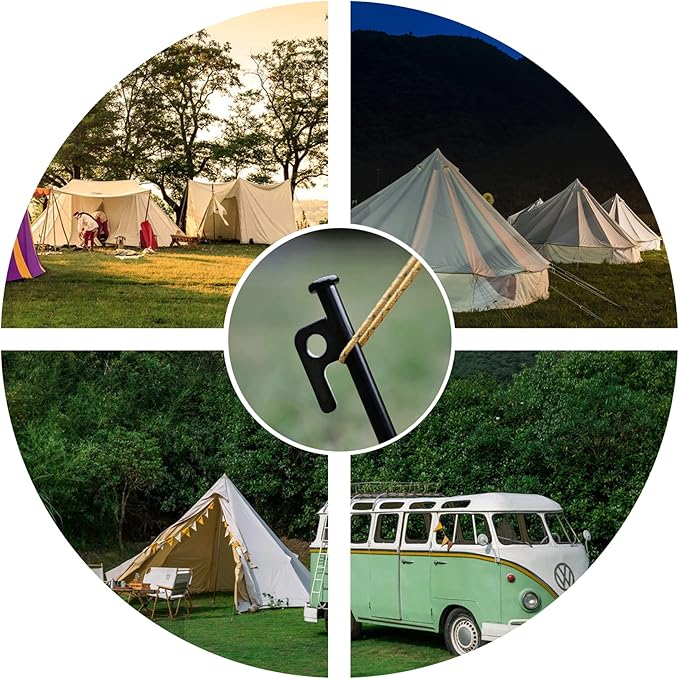 16 Pack Tent Stakes Heavy Duty Metal Tent Pegs for Camping Steel Tent Stakes 8 inch Unbreakable and Inflexible