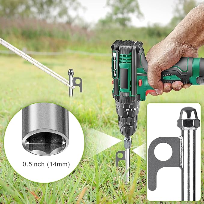 12 Inch Ground Anchors, 8 Pcs Heavy Duty Tent Stakes, Easy to Install and Reusable, for Camping Tents, Trampolines, Sheds, Swing Sets, Securing Animals