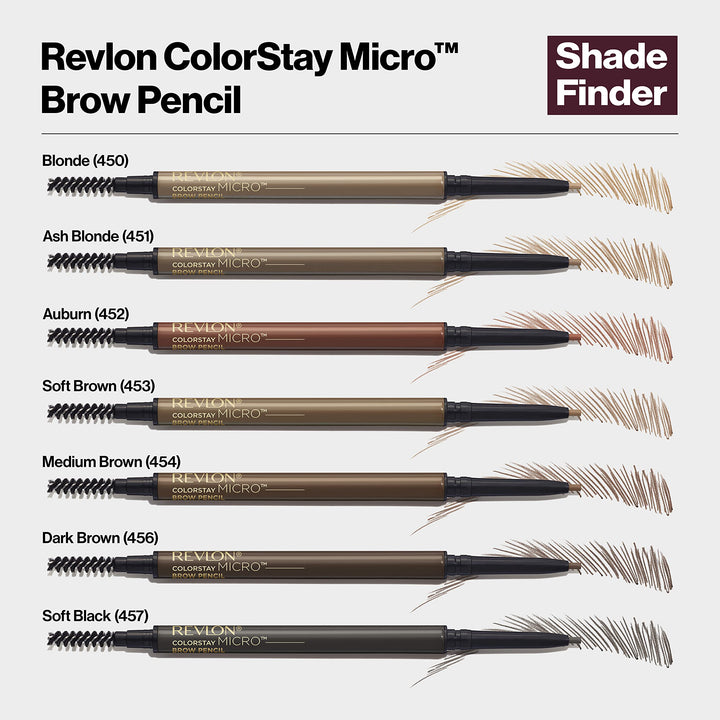 Revlon ColorStay Micro Eyebrow Pencil with Built In Spoolie Brush, Infused with Argan and Marula Oil, Waterproof, Smudgeproof, 454 Medium Brown, 0.003 oz
