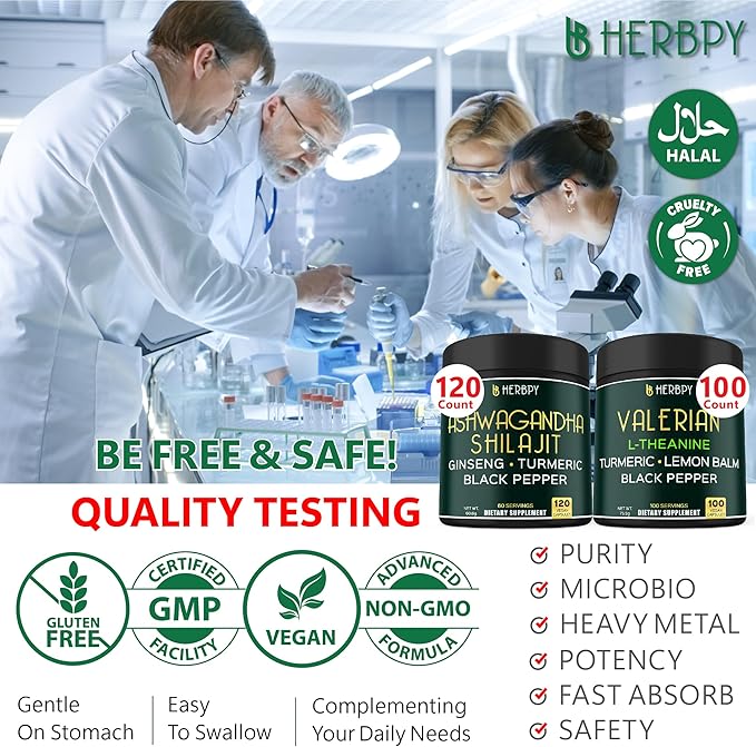 Bundle 5in1 Ashwagandha Shilajit & 5in1 Valerian Root Supplement - Support Relaxation, Healthy Mind & Heart, Digestion and Immune