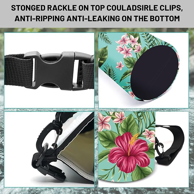 Waterproof Dry Bag,Roll Top Tropical Summer Watercolor Hibiscus Waterproof Backpack 5L/10L/20L Floating and Lightweight Bags for Kayaking, Boating, Swimming and Camping with Waterproof Phone Case