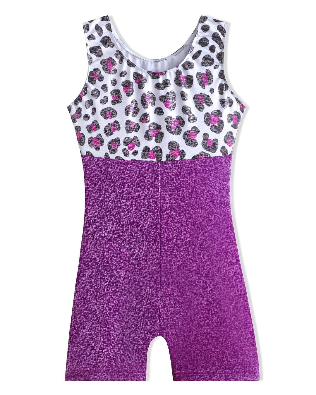 DAXIANG Gymnastics Leotards for Girls Leotard for Girls Gymnastics Outfit Purple Leopard Shorts Dance Unitard Biketards