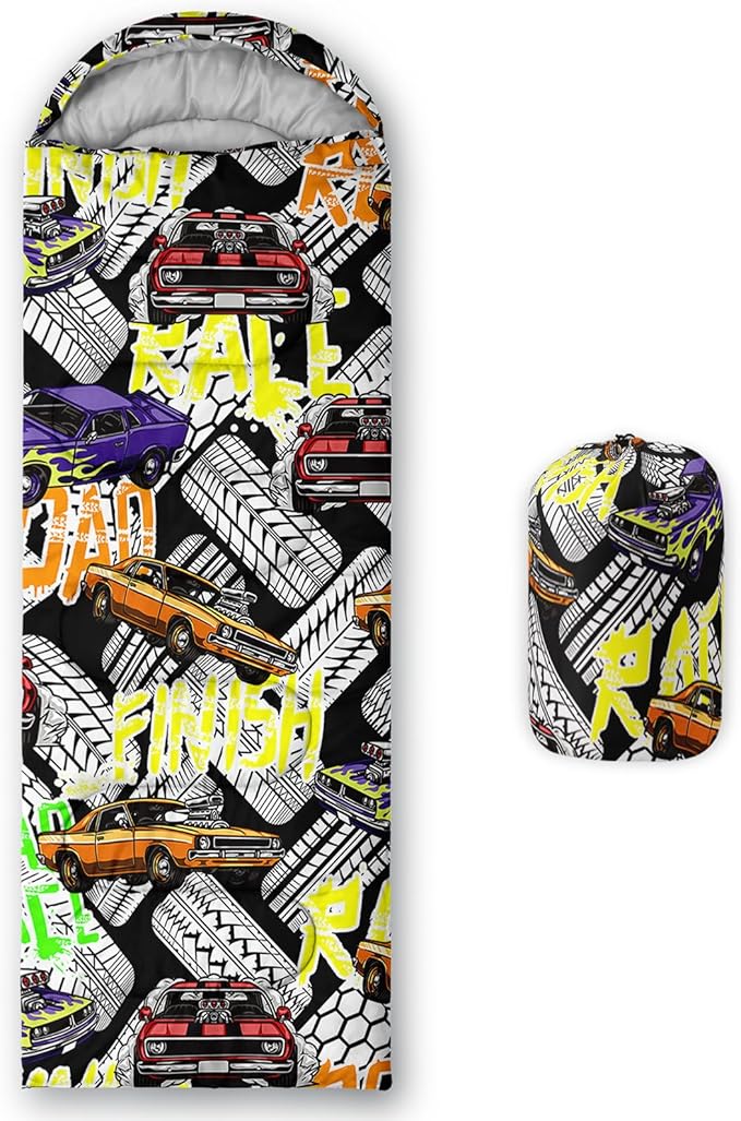 AILONEN Boys Sports Camping Sleeping Bags,Lightweight & Waterproof,3 Season Warm & Cool Weather,Black Player Basketball Sleeping Bags for Kids Adults,Travelling,Outdoors