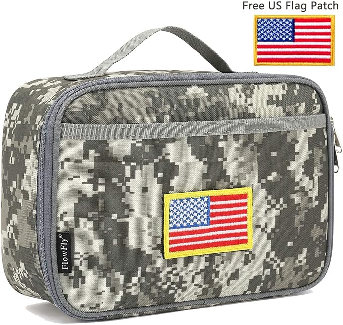 FlowFly Kids Lunch box Insulated Soft Bag Mini Cooler Back to School Thermal Meal Tote Kit for Girls, Boys, Free USA Flag Patch Included