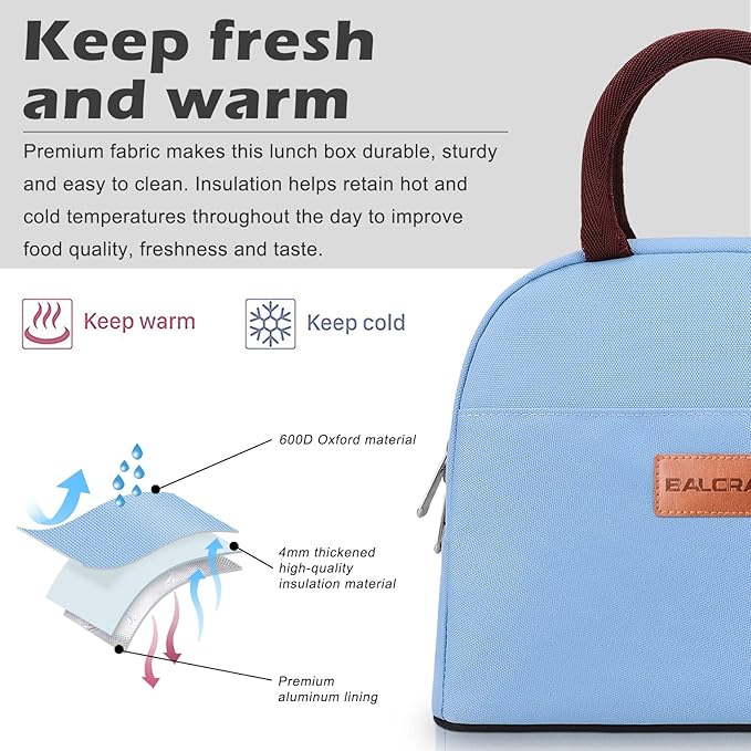 BALORAY Lunch Bag for Women Men Insulated Lunch Box for Adult Reusable Lunch Tote Bag for Work, Picnic or Travel