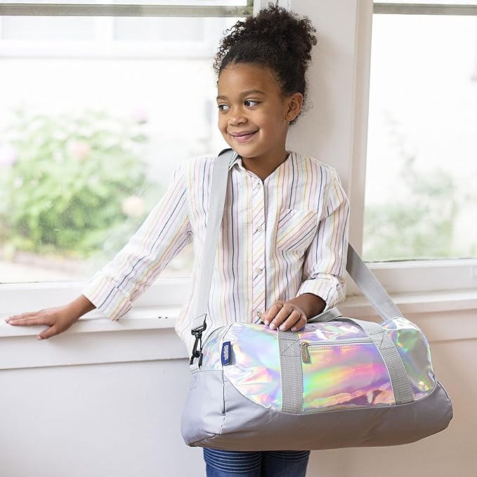 Wildkin Kids Overnighter Duffel Bag – Carry-On Size, Ideal for School & Sleepovers – Holographic