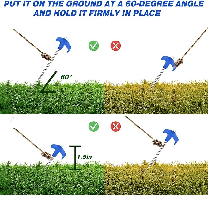 Hicarer 12 Inch Tent Stakes Screw in Camping Stakes Heavy Duty Metal Stake Ground Anchor Peg Threaded Tent Spikes with Hex Head Driver for Camping Garden Inflatable