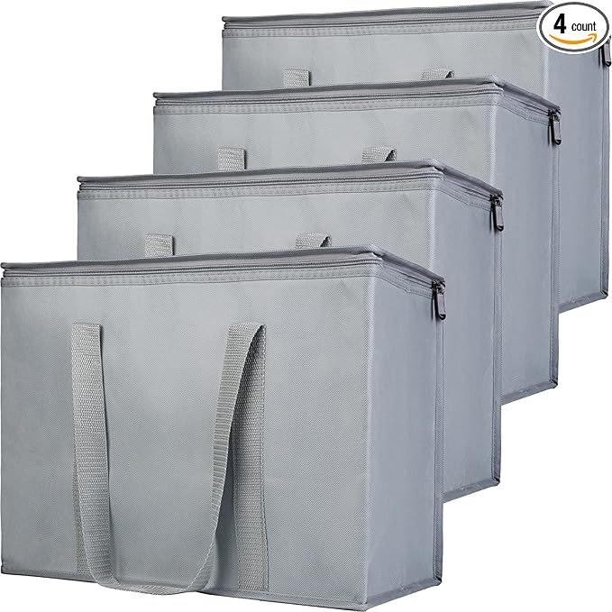 Insulated Reusable Grocery Shopping Bags, 4 Packs