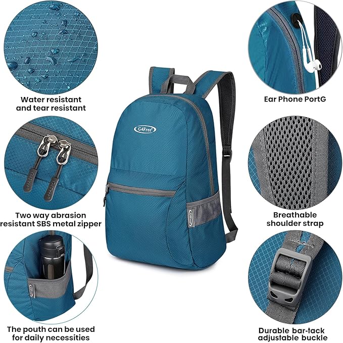 G4Free 20L Lightweight Packable Backpack Travel Hiking Daypack Foldable Backpack for Men Women