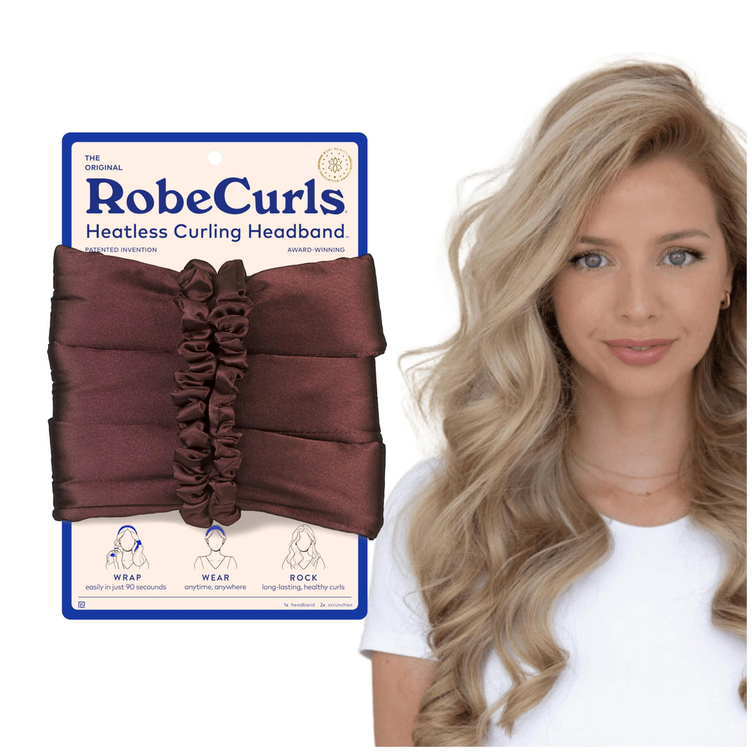 Robecurls Heatless Hair Curler Set - Satin Curling Headband For Natural, No-Heat Curls - Sleep In Overnight Styling Tool With 2