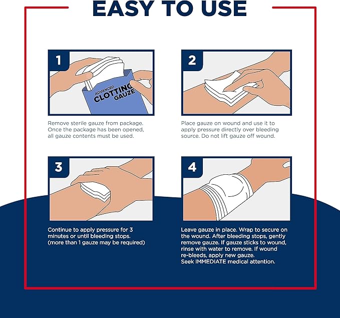 Adventure Medical Kits QuikClot Gauze - for Emergency Survival Kit, Doomsday Prepping Supplies & More - Stops Bleeding Fast with Kaolin - Flexible Hemostatic Medical Gauze - 3" x 24" (2 Strips)