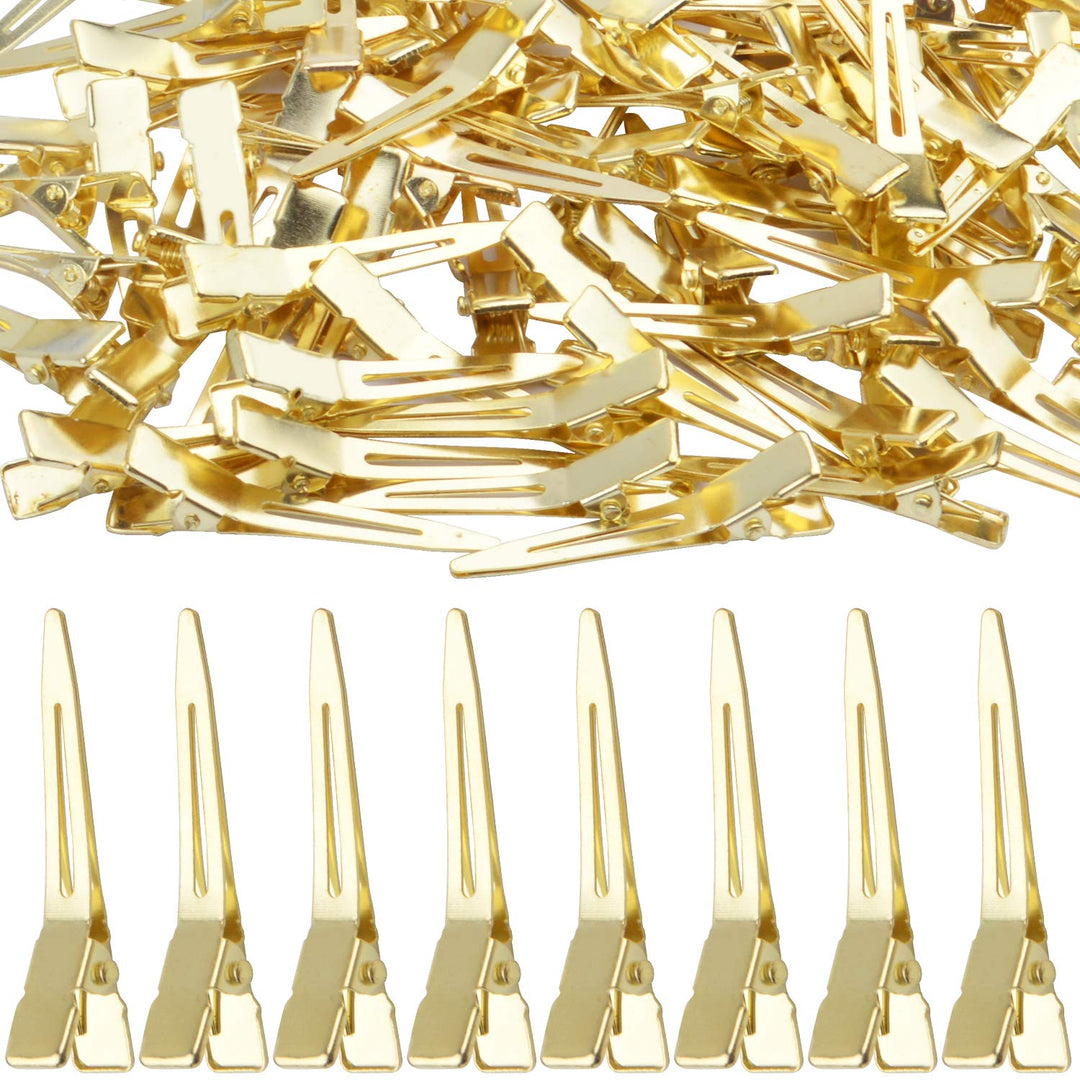 Bronagrand Hair Clips, 100Pcs 4.5Cm Single Prong Clips Gold Curl Pins Duckbill Section Clips For Hair Extensions Styling Craftin
