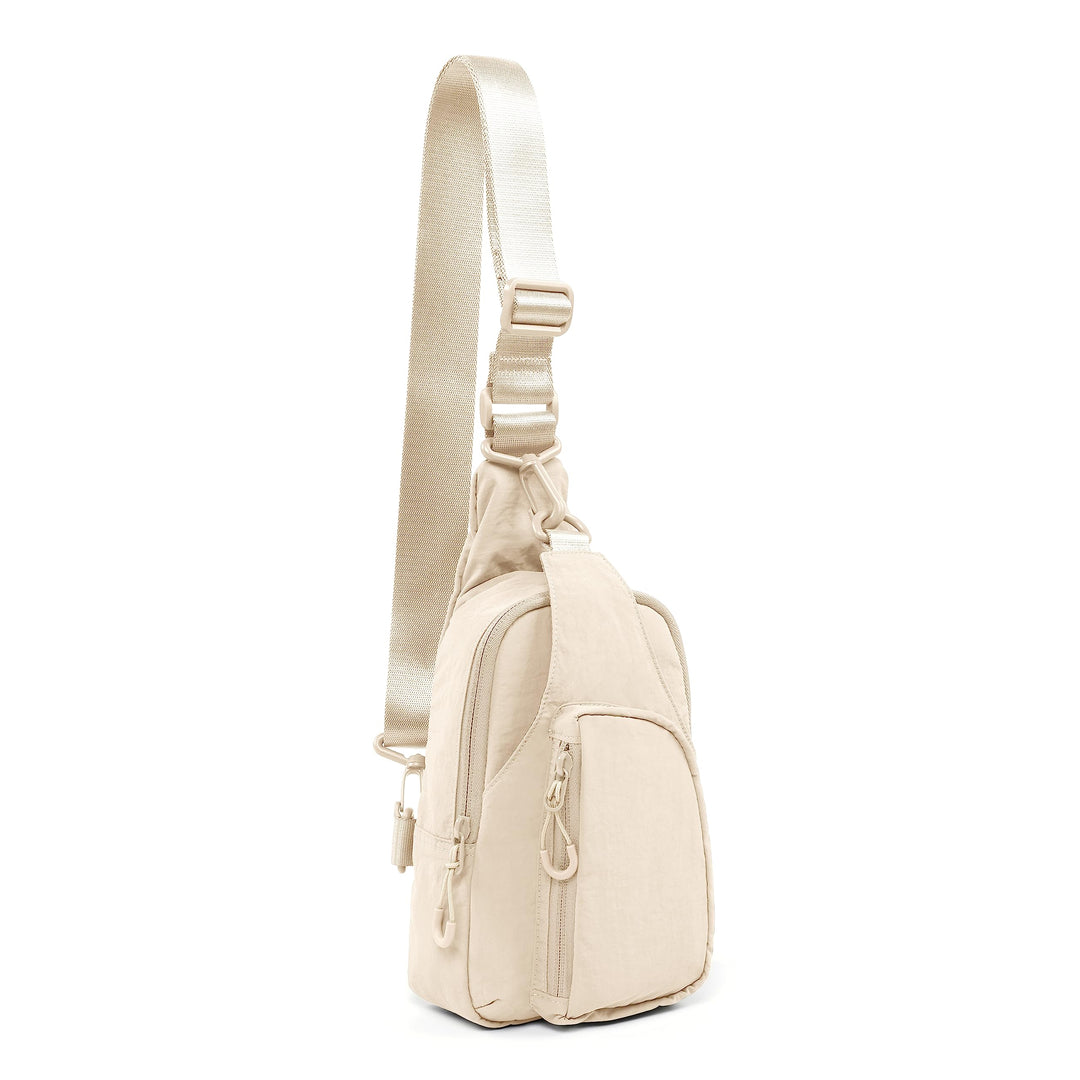 ODODOS Daily Sling Bag with Adjustable Straps Crossbody Chest Bag Lightweight Small Backpack for Casual Outdoor Traveling Hiking, Ivory
