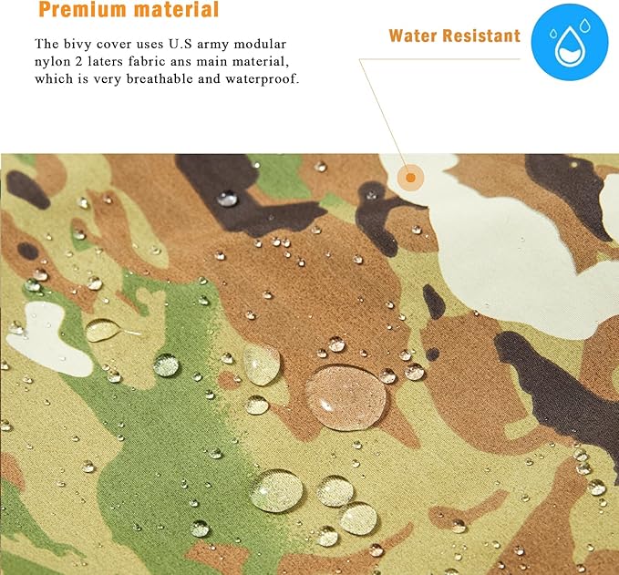 Bivy Cover Sack for Military Army Modular Sleeping System, Waterproof Outer Shell for Sleeping Bag, Minimalist Stealth Shelter