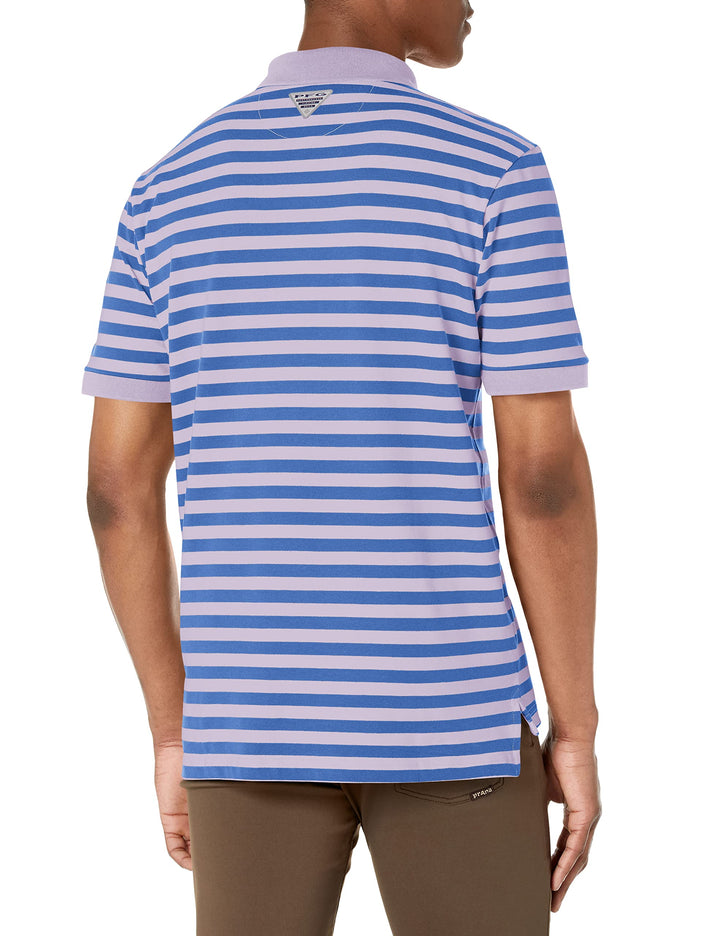 Columbia Men's Super Bonefish Pique Polo, Soft Violet Hook Em Stripe, Medium
