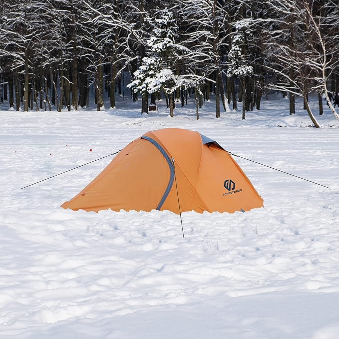 2 Person Camping Tent with 3 Aluminum Alloy Poles, 4 or 3 Season Waterproof Tent, Double Layer,Easy Setup, 2 Doors for Outdoor Hiking,Mountaineering,Survival,Travel