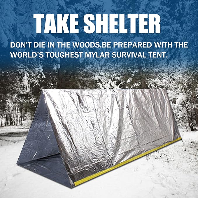 Emergency Tent, 2 Person Tube Tent Survival Shelter, Ultralight Survival Tent Emergency Shelter Use as Survival Gear Space Blanket for Camping, Hiking