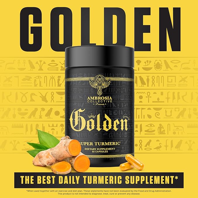 Ambrosia Golden Super Turmeric | Bioavailable Curcumin | Support Healthy Gut & Brain Health | Joint Support | 765mg of Active Curcuminoids | 60 Veggie Capsules (30 Day Supply)