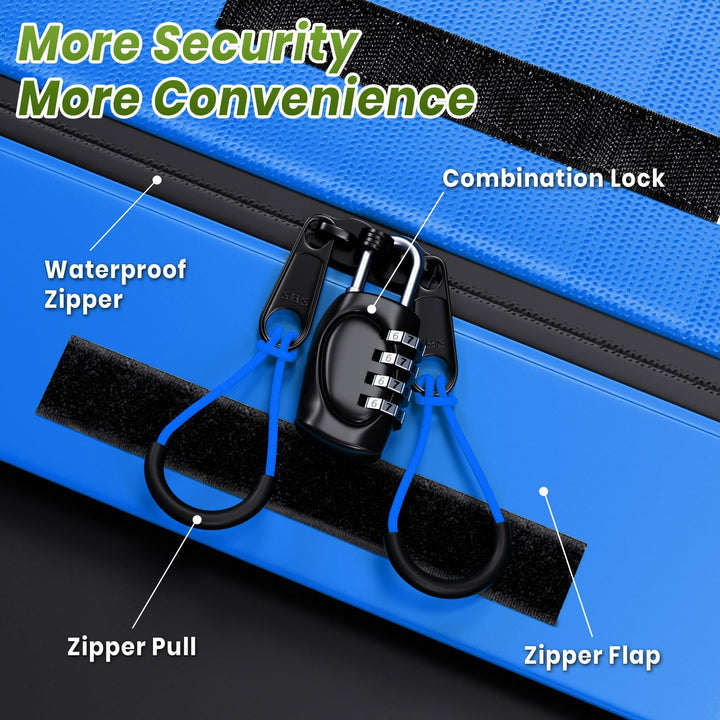 APTY 21 Cubic Feet Car Rooftop Cargo Bag Carrier, Soft Roof Top Luggage Bag for All Vechicles with/Without Racks - with Waterproof Zip, Luggage Lock, Anti-Slip Mat, Storage Bag, Door Hooks, Blue