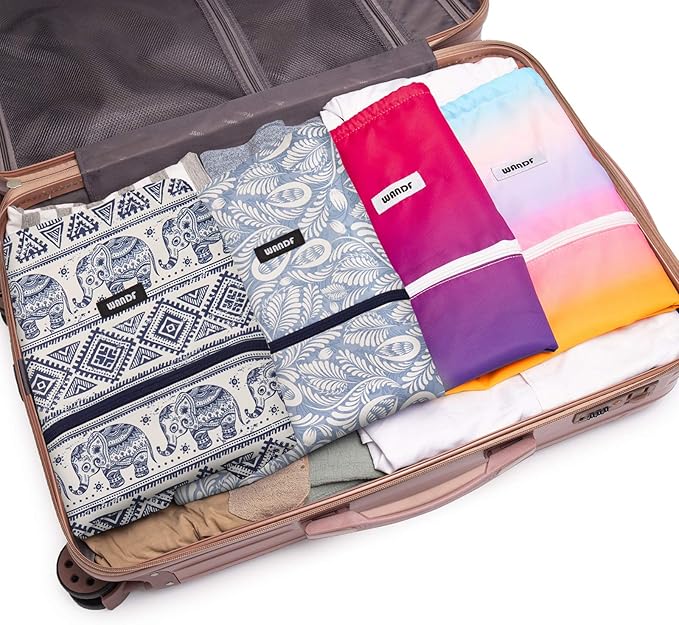 WANDF Drawstring Backpack String Bag Sackpack Cinch Water Resistant Nylon for Gym Shopping Sport Yoga (Blue Elephant with zipper)